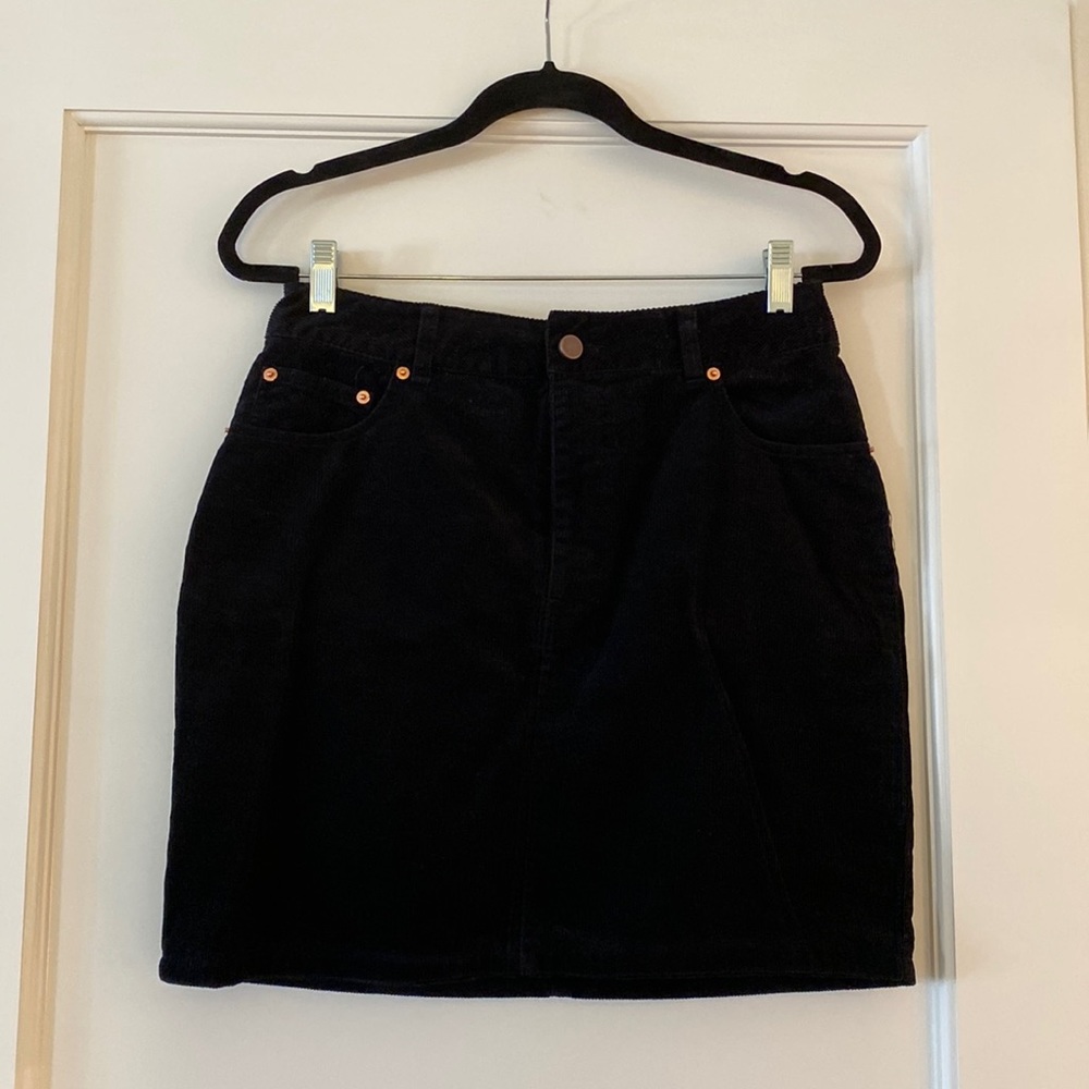 ASOS DESIGN cord original skirt in washed black